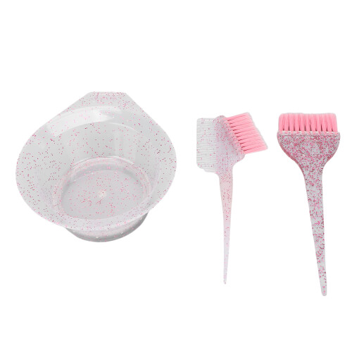 (Pink) 3x Haarfarbepinsel mit Färbe-Kamm blau