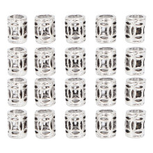 20x Alu-Haarflechtperlen Dreadlocks Ringe Silber