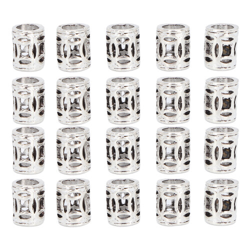 20x Alu-Haarflechtperlen Dreadlocks Ringe Silber