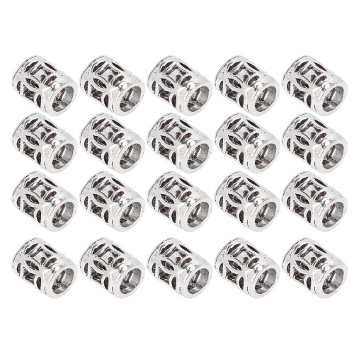 20x Alu-Haarflechtperlen Dreadlocks Ringe Silber 2