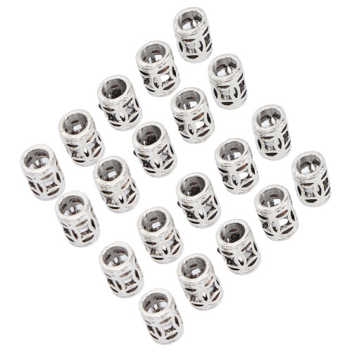 20x Alu-Haarflechtperlen Dreadlocks Ringe Silber 1