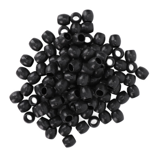 100x schwarze Dreadlock Perlen, DIY Bart-Zubehör
