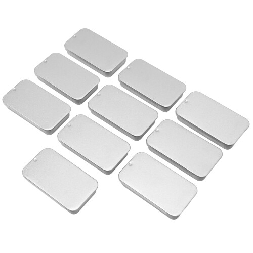 10pcs Empty Slide Top Tin Container Silver for Lip Balm Perfume 1