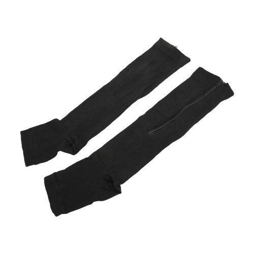 (Black S/M) Calze Compressione Nylon Cerniera Nere S/M 2