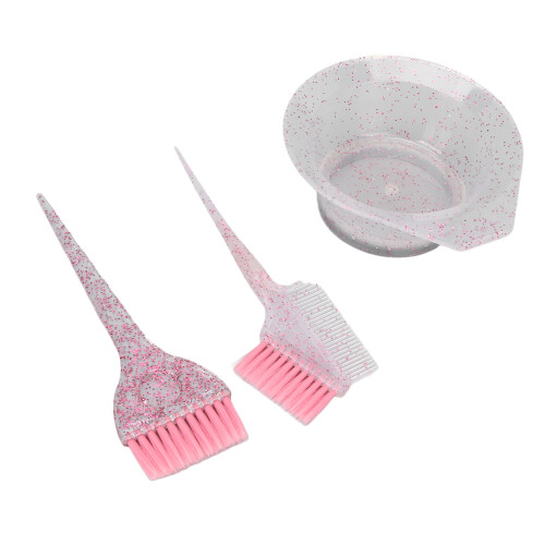 (Pink) 3x Haarfarbepinsel mit Färbe-Kamm blau 2