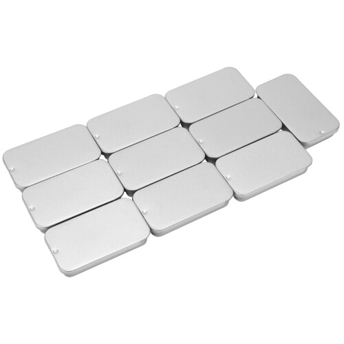 10pcs Empty Slide Top Tin Container Silver for Lip Balm Perfume 2