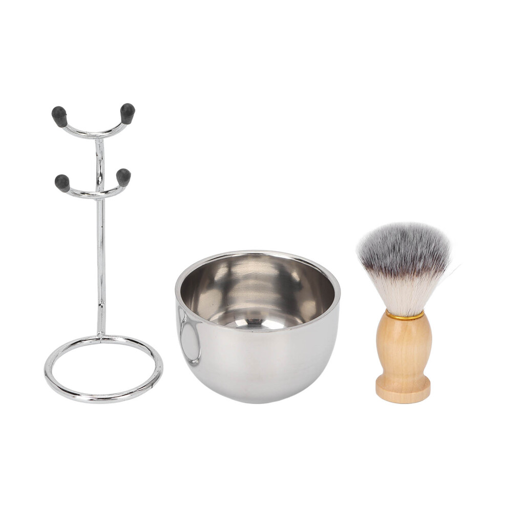 Men Shaving Kit Portable Stainless Steel Bowl Brush Set