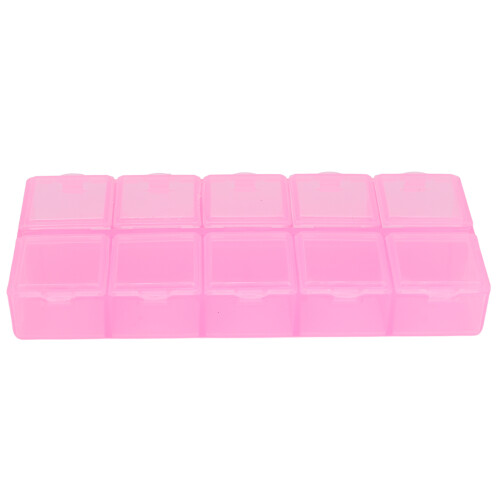 (Pink) 10-Compartment Transparent Bead Organizer Pink