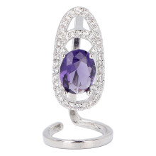 (Purple) Rhinestone vinger nagel cover ring geel dansen party