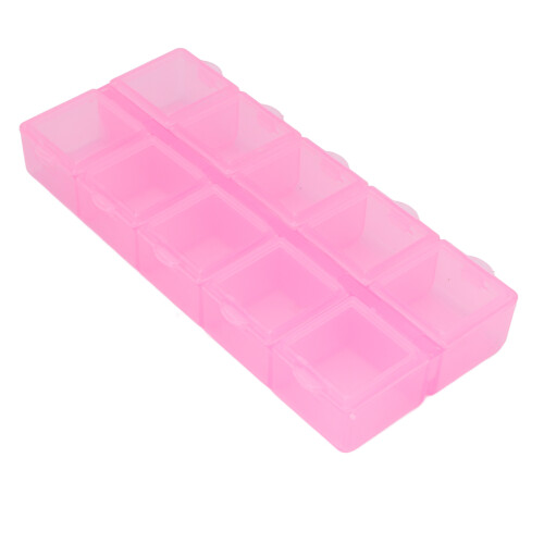 (Pink) 10-Compartment Transparent Bead Organizer Pink 2