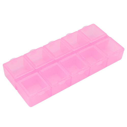 (Pink) 10-Compartment Transparent Bead Organizer Pink 1