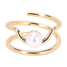(3052 Gold) White Gold Pearl Knuckle Ring for Women
