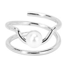 (3052 White Gold) White Gold Pearl Knuckle Ring for Women