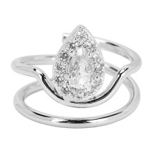 (3054 Platinum) Rhinestone Nail Ring Healthy Safe Platinum