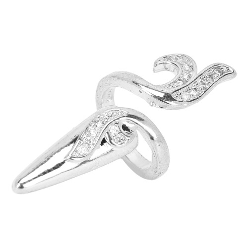 (Silver Tail Finger) Fingerringe mit Strass-Abdeckung Silber 2