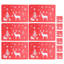 12x Rote Hitzeisolierte Untersetzer Weihnachtsmuster