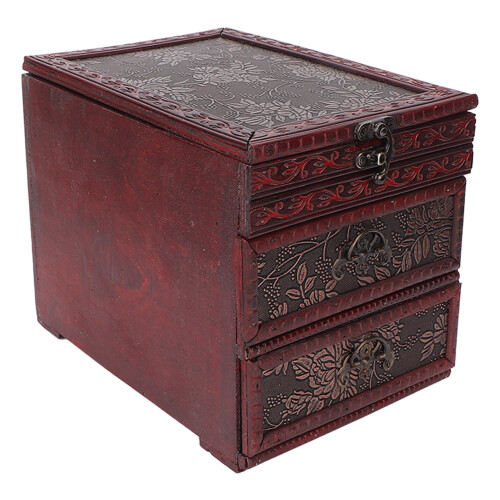 Vintage Schmuckbox mit Spiegel aus Holz 1