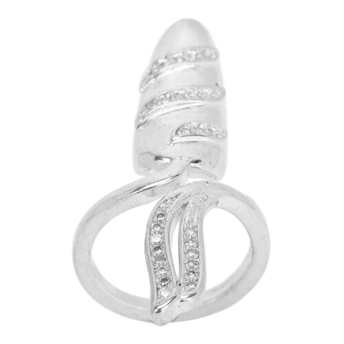(Silver) Fingernail Ring Rhinestone Cap Decor Silver 2