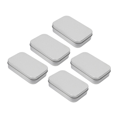 5pcs Metal Rectangular Empty Box Pins Jewelry Storage Silver 1