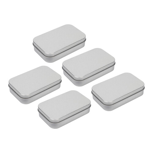 5pcs Metal Rectangular Empty Box Pins Jewelry Storage Silver 2