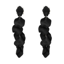 (black) Women Pendant Earrings Long Fringe Rose Petal Dangle Drop Tassel Earrings