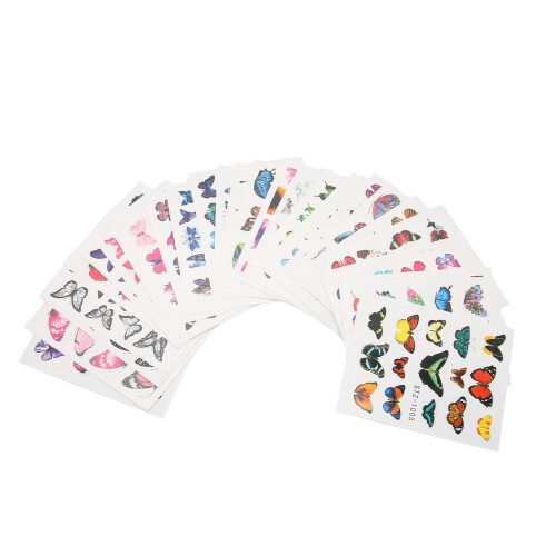 30x Schmetterlings-Nail-Sticker Wassertransfer DIY