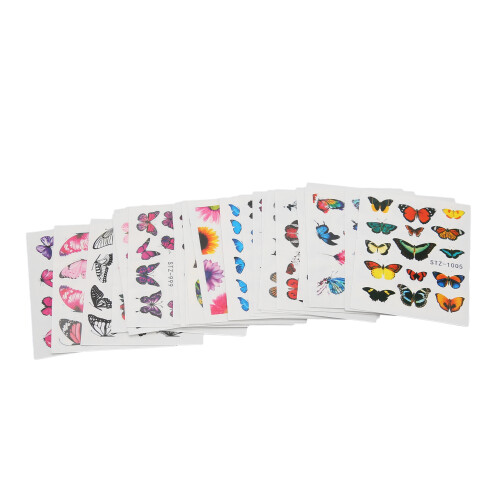 30x Schmetterlings-Nail-Sticker Wassertransfer DIY 1