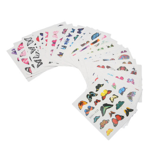 30x Schmetterlings-Nail-Sticker Wassertransfer DIY 2