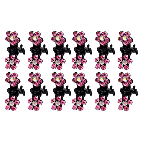 12x Strass-Haarclips Blume Kristall rutschfest