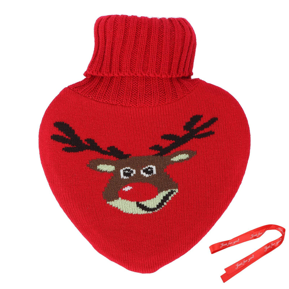 (#3) Hot Water Bottle 800ml Leakproof Pain Relief Knit Cover with Ribbon