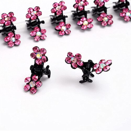 12x Strass-Haarclips Blume Kristall rutschfest 1