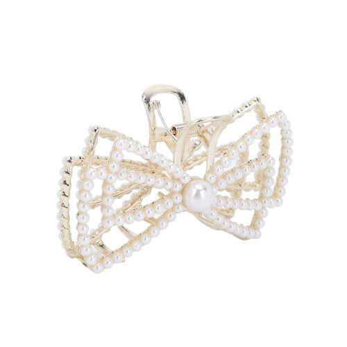 (Pearl) Clip Capelli Nodino Decorativo con Perline 1