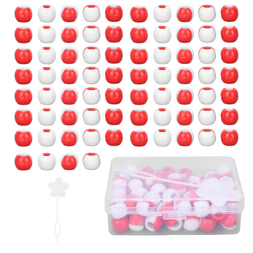 (Red) 74 st. flexibele haarkralen met doos, rood