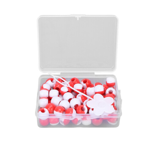(Red) 74 st. flexibele haarkralen met doos, rood 1