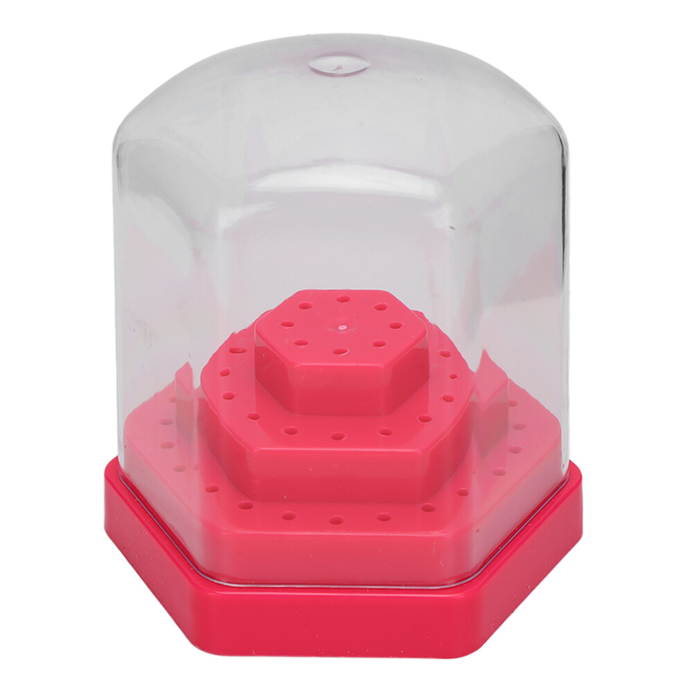 (Pink) 48-Hole Nail Drill Bits Holder Storage Stand White 461605129952