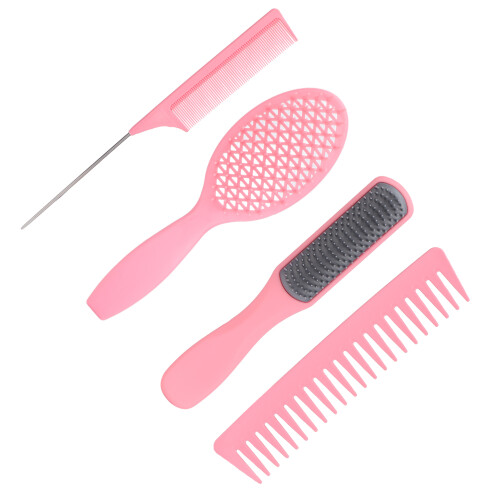 (Pink Box Packed) 4pcs Multifunctional Detangling Brush & Comb Set 2