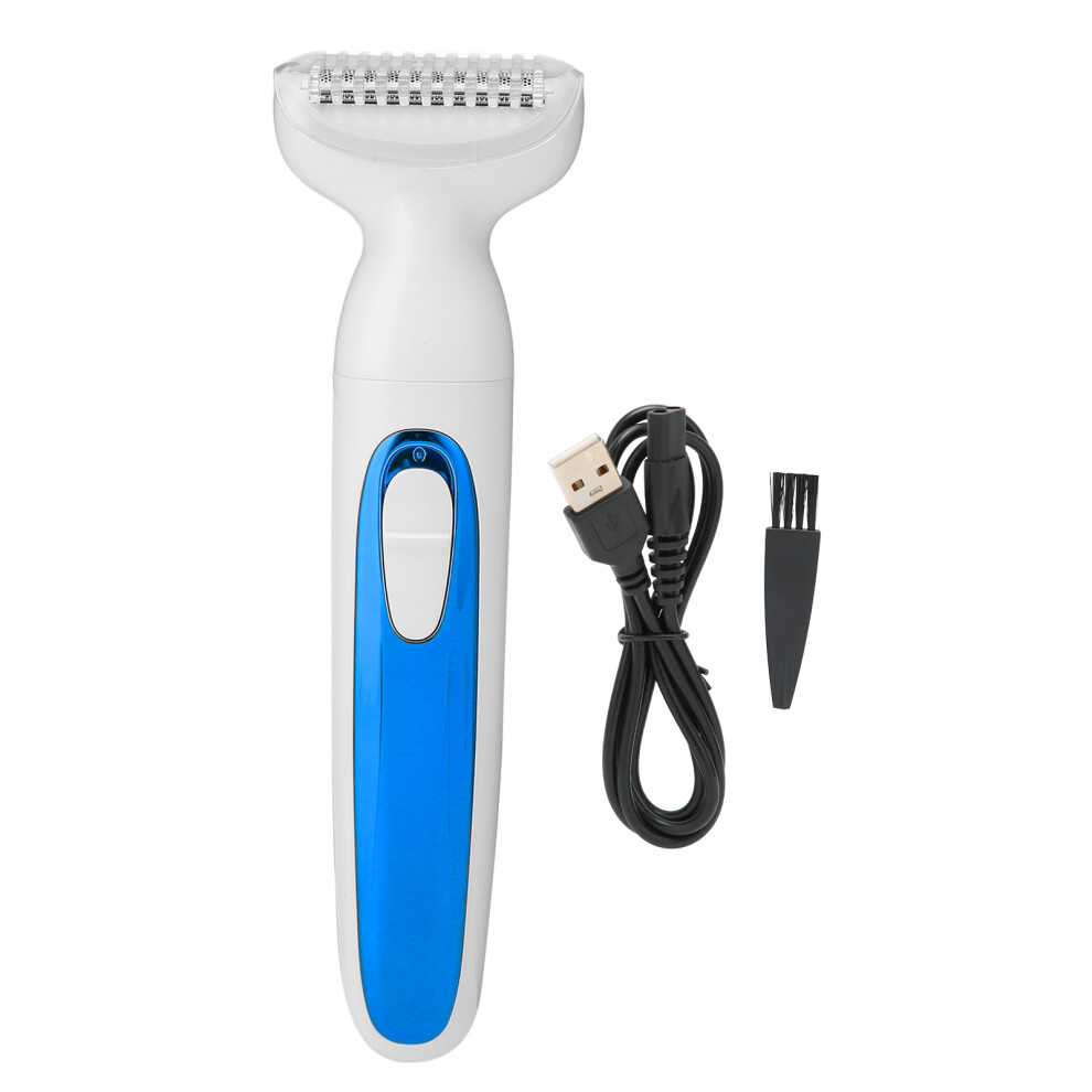(Blue) Electric Hair Removal Shaver Waterproof Wet Dry Trimmer for Bikini