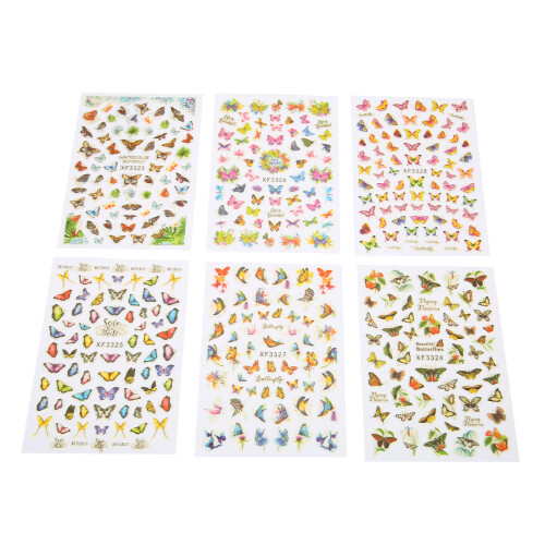 6x Schmetterlings-Nagelsticker - Selbstklebend DIY 2