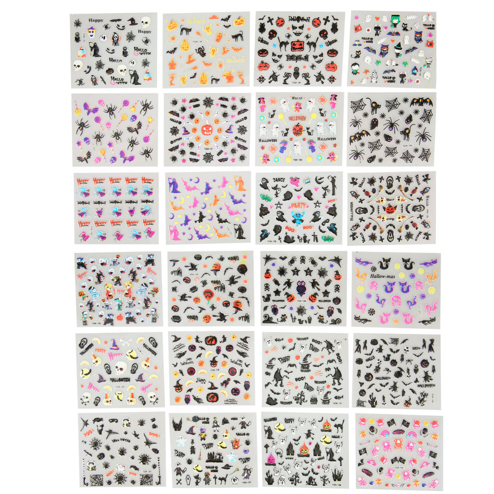 24pcs Halloween Nail Art Stickers Self Adhesive DIY Decals