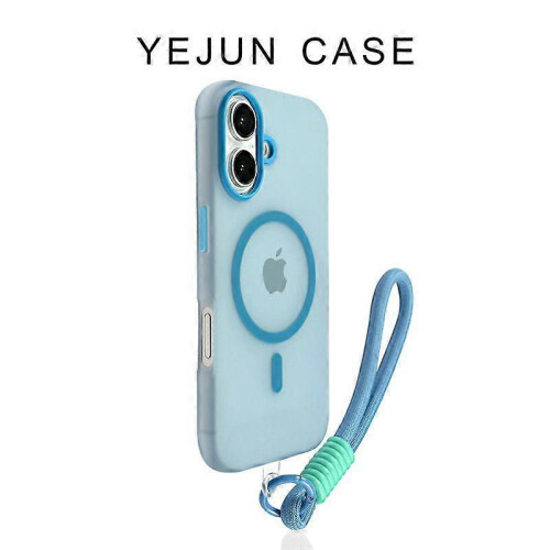 (iPhone 14Pro, blue) For iPhone Case Rose Jelly Magnetic with Strap