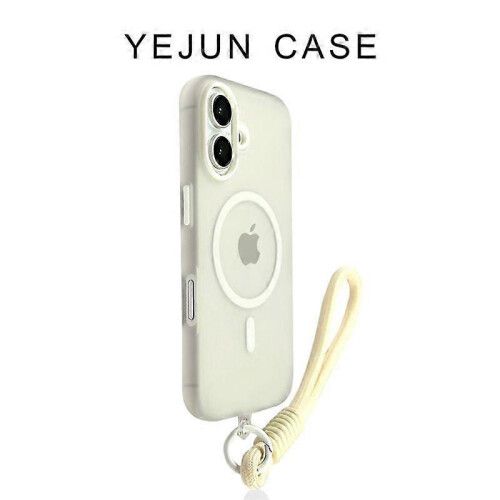 (iPhone 14, Cream) For iPhone Case Rose Jelly Magnetic with Strap 2