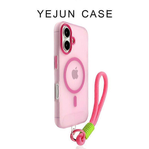 (iPhone 16Plus, pink) For iPhone Case Rose Jelly Magnetic with Strap 2