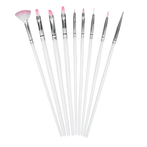 9 Pcs Long Handled White Painted Brushes Multi Function Miniature 1
