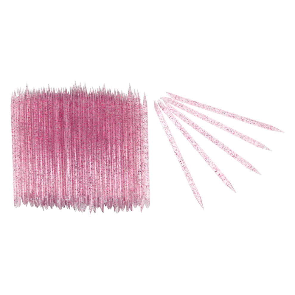Red (Purplish ) 100Pcs Disposable Nail Cuticle Pusher Double End Manicure Sticks