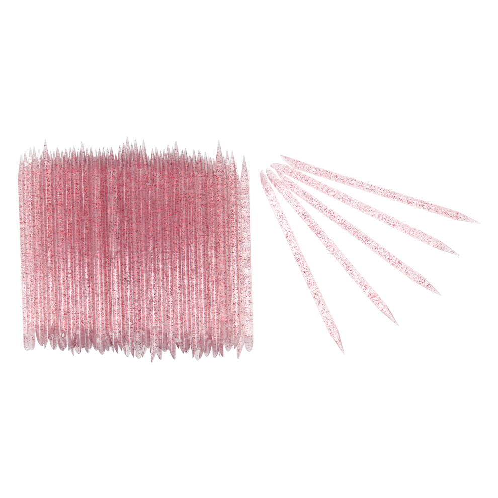 Red (Rose ) 100Pcs Disposable Nail Cuticle Pusher Double End Manicure Sticks