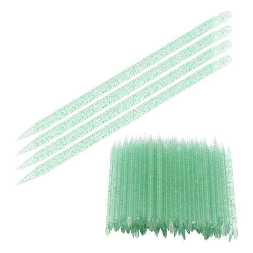(Green) 100pcs Yellow Cuticle Pusher Sticks 2