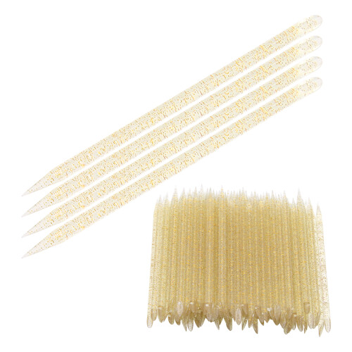 (Yellow) 100pcs Yellow Cuticle Pusher Sticks 2