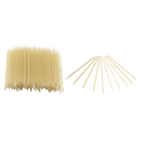 (Yellow) 100pcs Yellow Cuticle Pusher Sticks 1