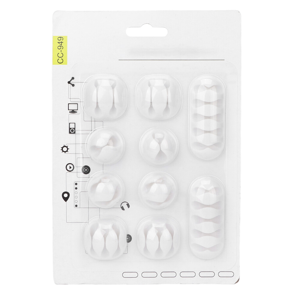 (White) 10Pcs Self Adhesive Cable Clips For Wire Management Black 461605133829
