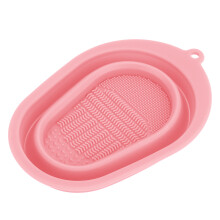 (Pink) Foldable Silicone Makeup Brush Cleaner Mat (Rose Red)